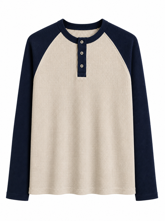 OCEANCREST Waffle-Knit Full-Sleeve Henley