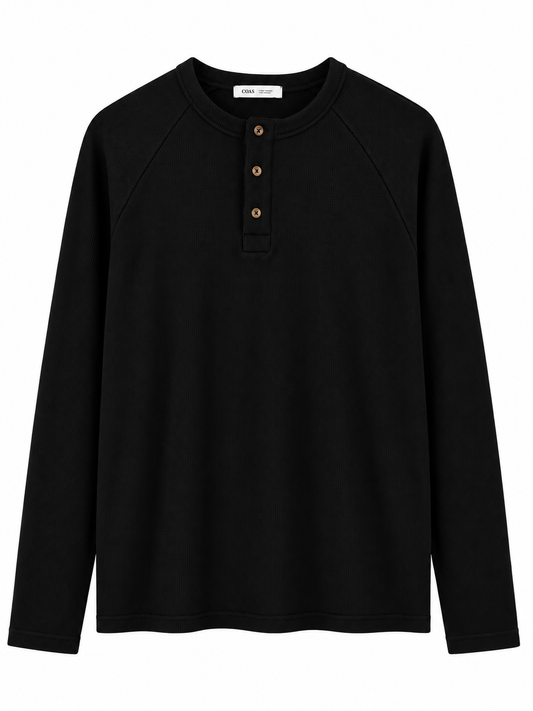 BLACK WAFFLE HENLEY