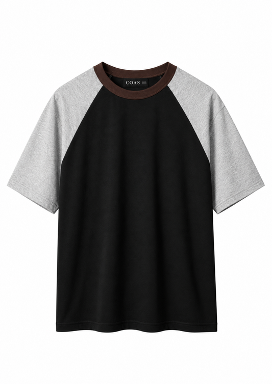 Asphalt Three-Tone Cotton Raglan T-Shirt