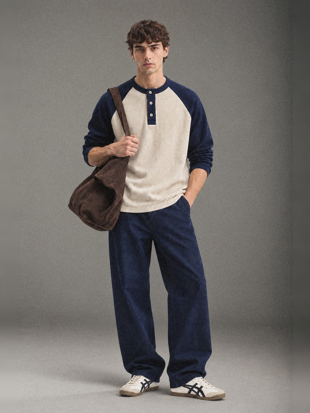 OCEANCREST Waffle-Knit Full-Sleeve Henley