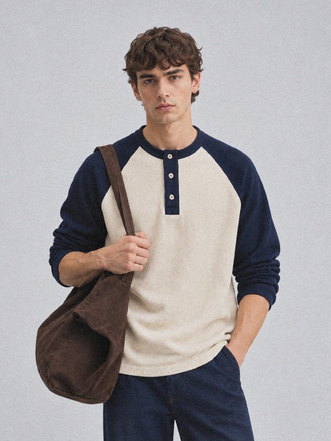 OCEANCREST Waffle-Knit Full-Sleeve Henley