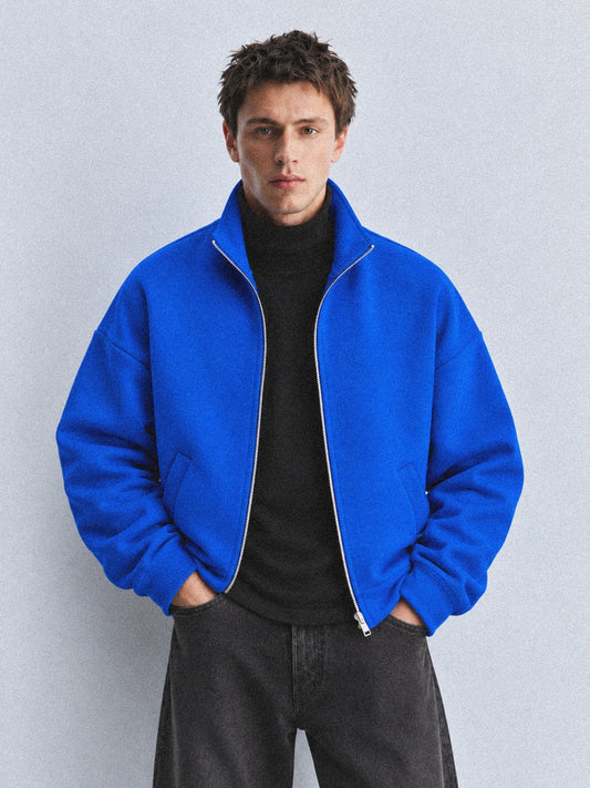 Oversized Stand Collar Zip-Up Jacket