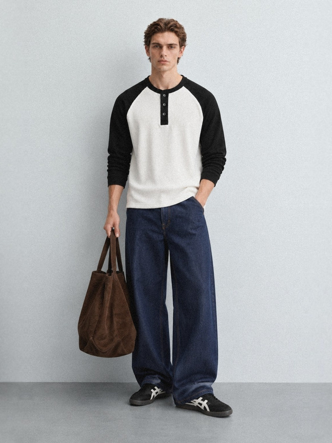 OUTLANDRER Waffle-Knit Full-Sleeve Henley – Relaxed Fit