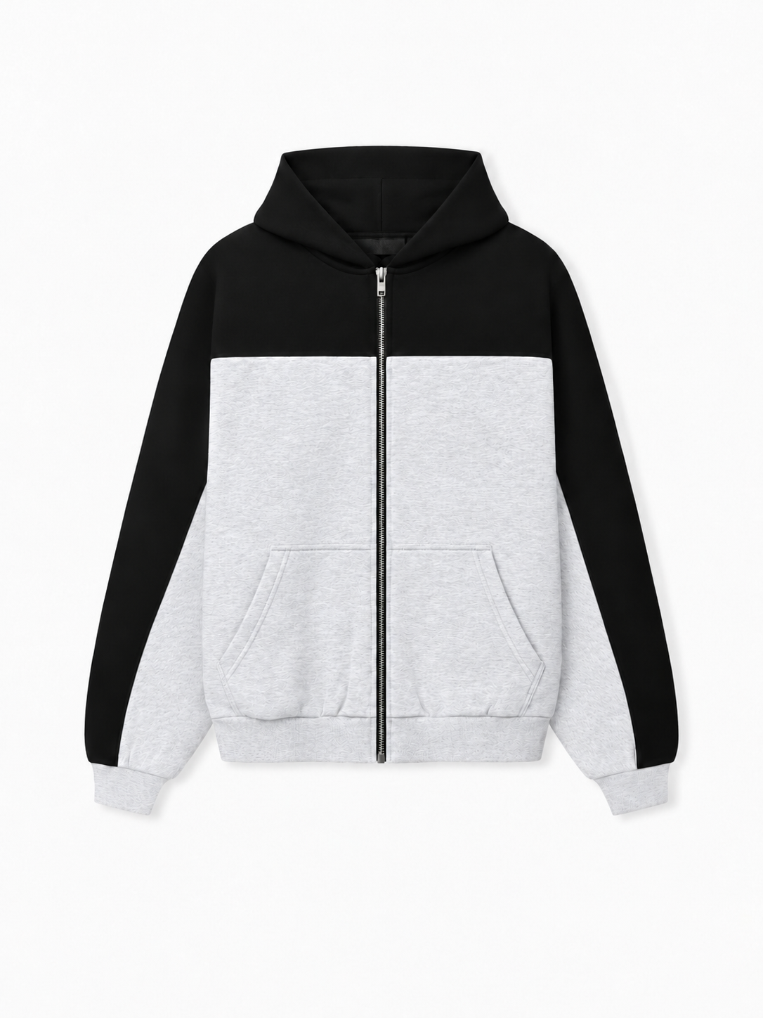 Two-Tone Oversized Zip-Up Hoodie