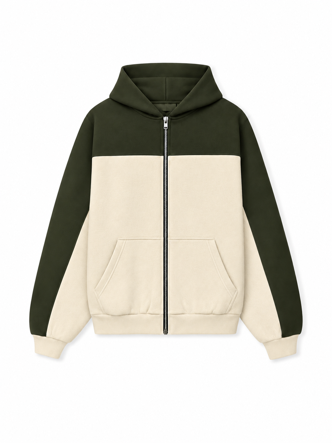 Two-Tone Oversized Zip-Up Hoodie