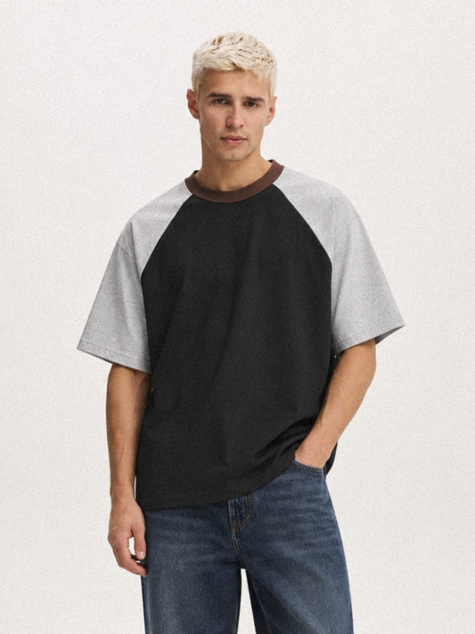 Asphalt Three-Tone Cotton Raglan T-Shirt