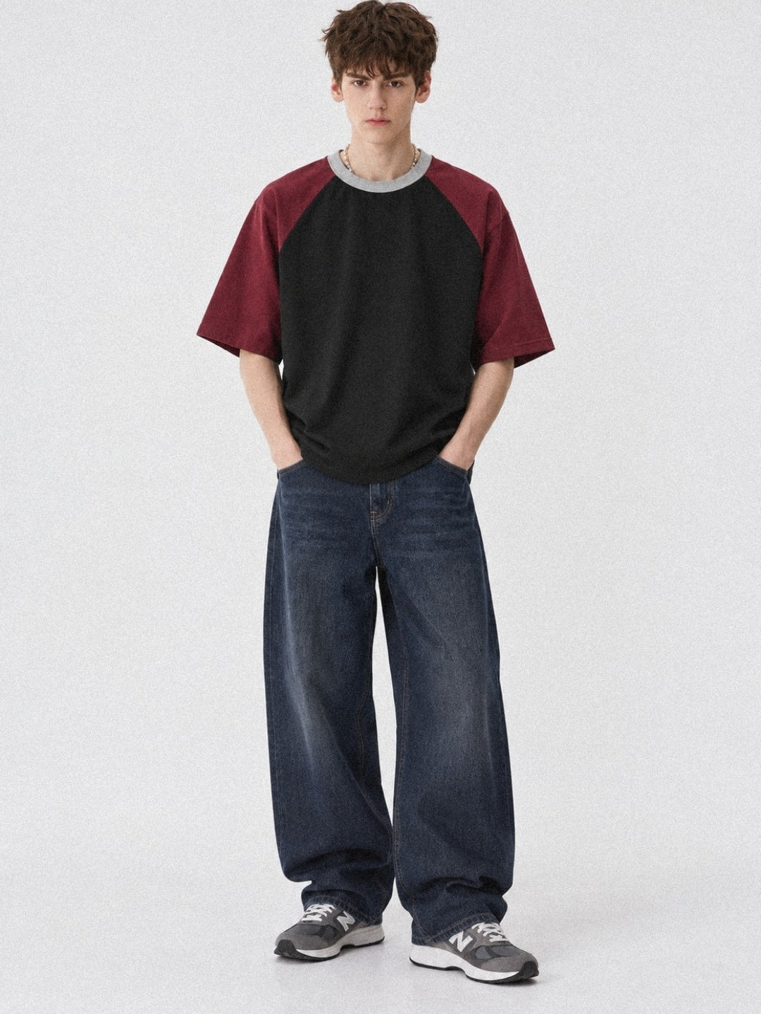 Downtown Three-Tone Raglan Cotton T-Shirt