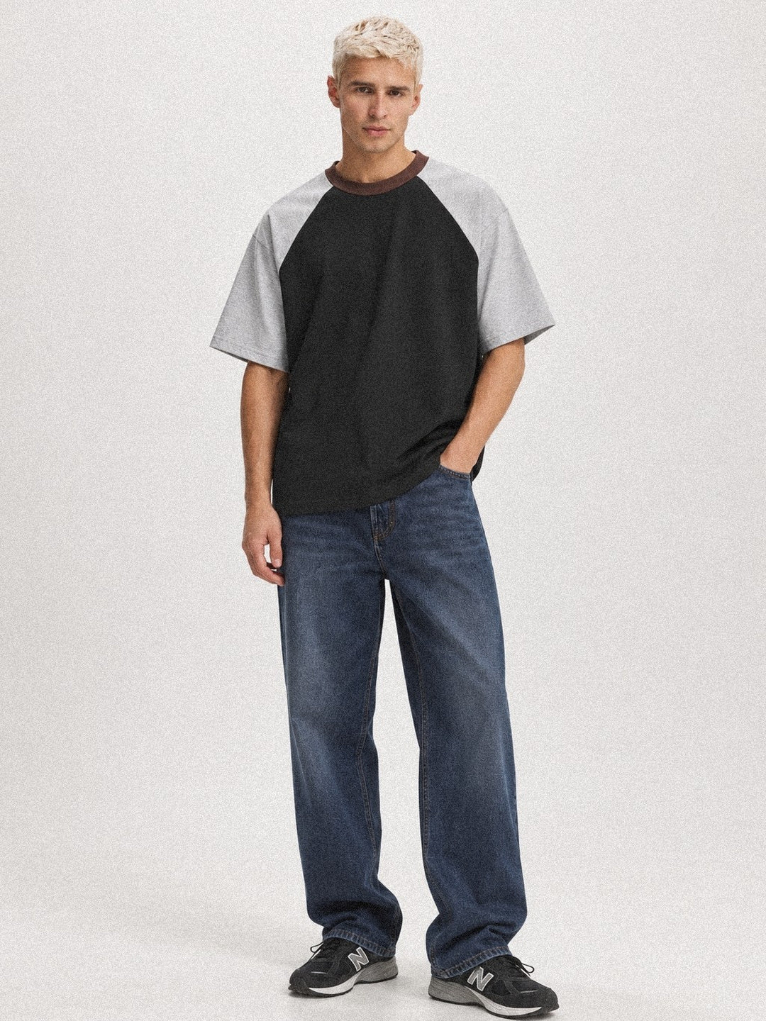 Asphalt Three-Tone Cotton Raglan T-Shirt