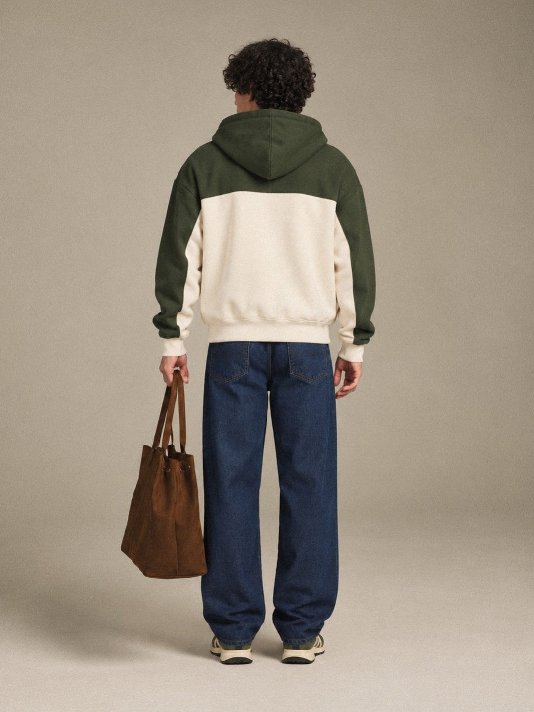 Two-Tone Oversized Zip-Up Hoodie