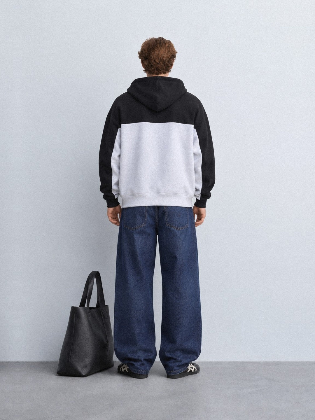 Two-Tone Oversized Zip-Up Hoodie