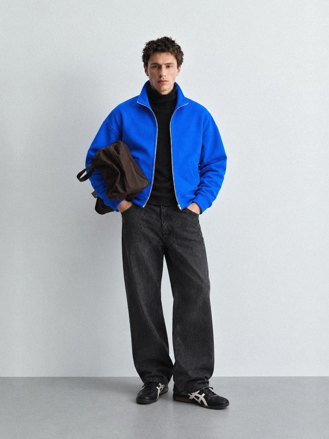 Oversized Stand Collar Zip-Up Jacket