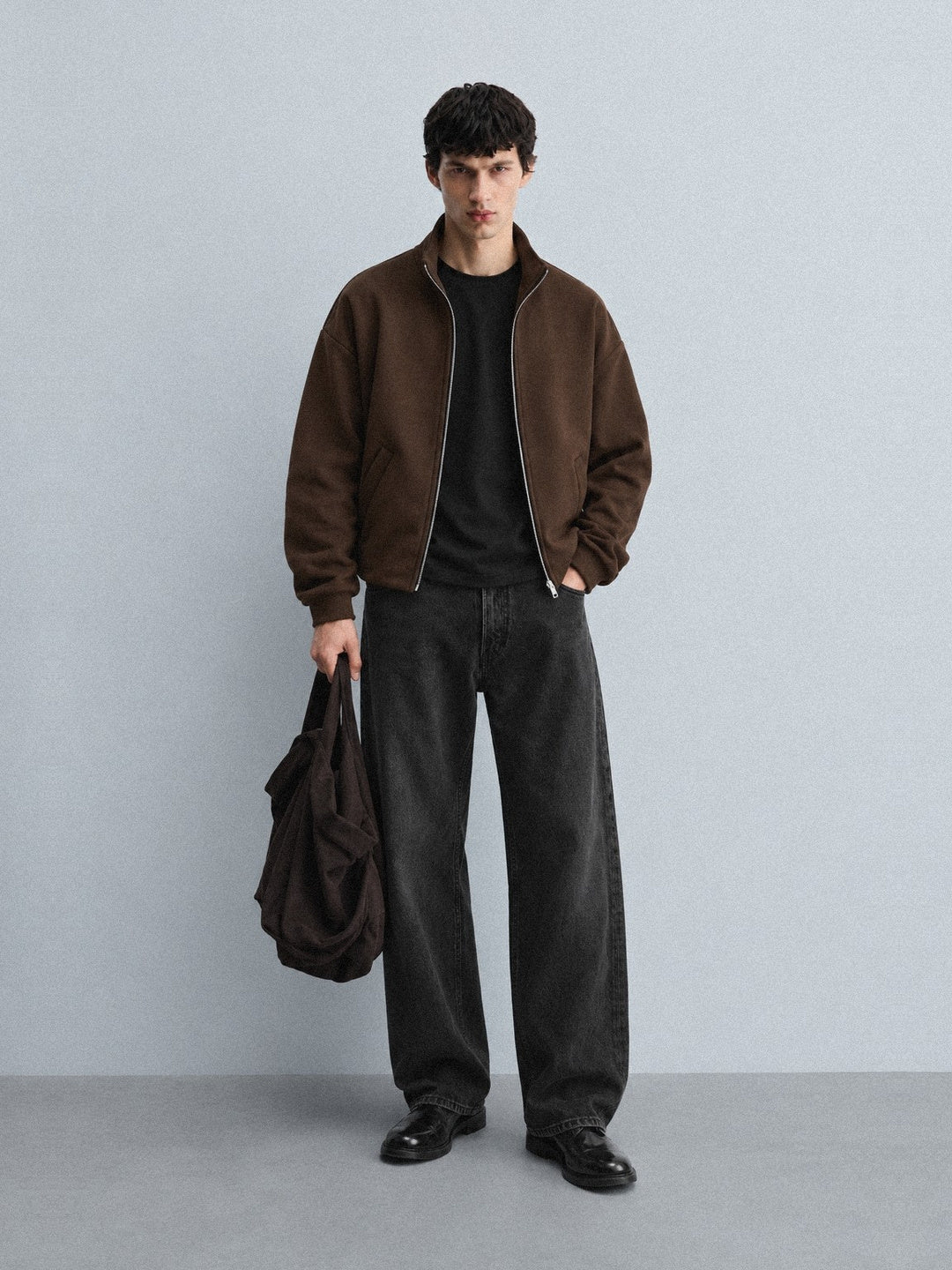 Oversized Stand Collar Zip-Up Jacket