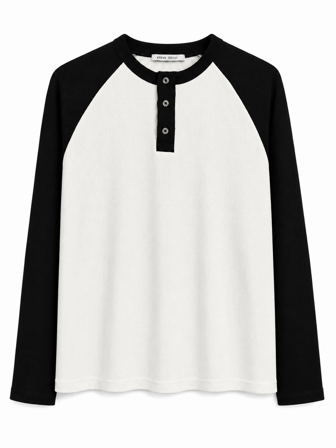 OUTLANDRER Waffle-Knit Full-Sleeve Henley – Relaxed Fit