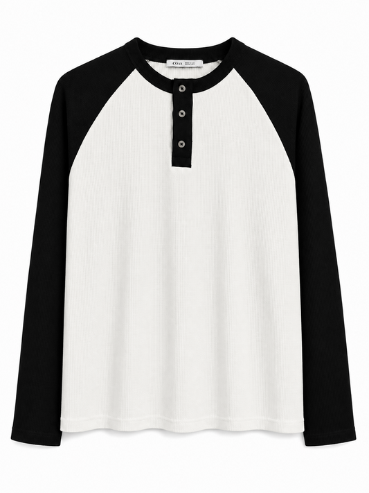 OUTLANDRER Waffle-Knit Full-Sleeve Henley – Relaxed Fit